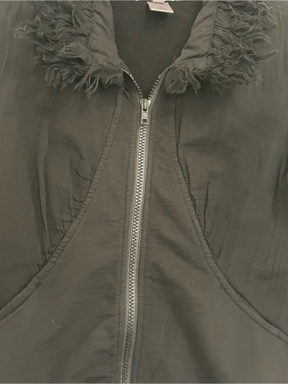 Prairie Underground Black Frayed-Collar Zip Jacket small - Picture 3 of 9